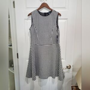 Chaps Black and White Houndstooth Dress